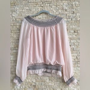 Tory Burch baby pink blouse with black details